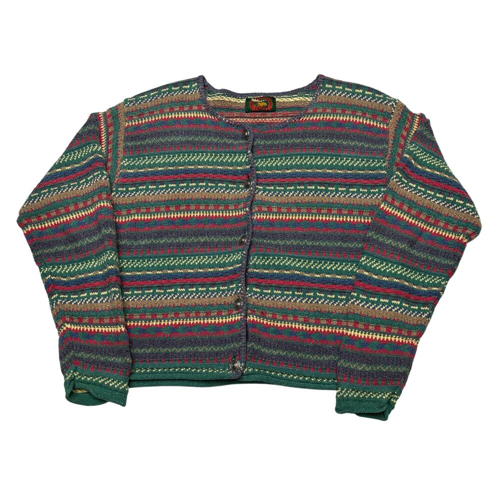 Vintage Alps Cardigan Sweater Women's Medium Made in USA Cottage Cozy Knit